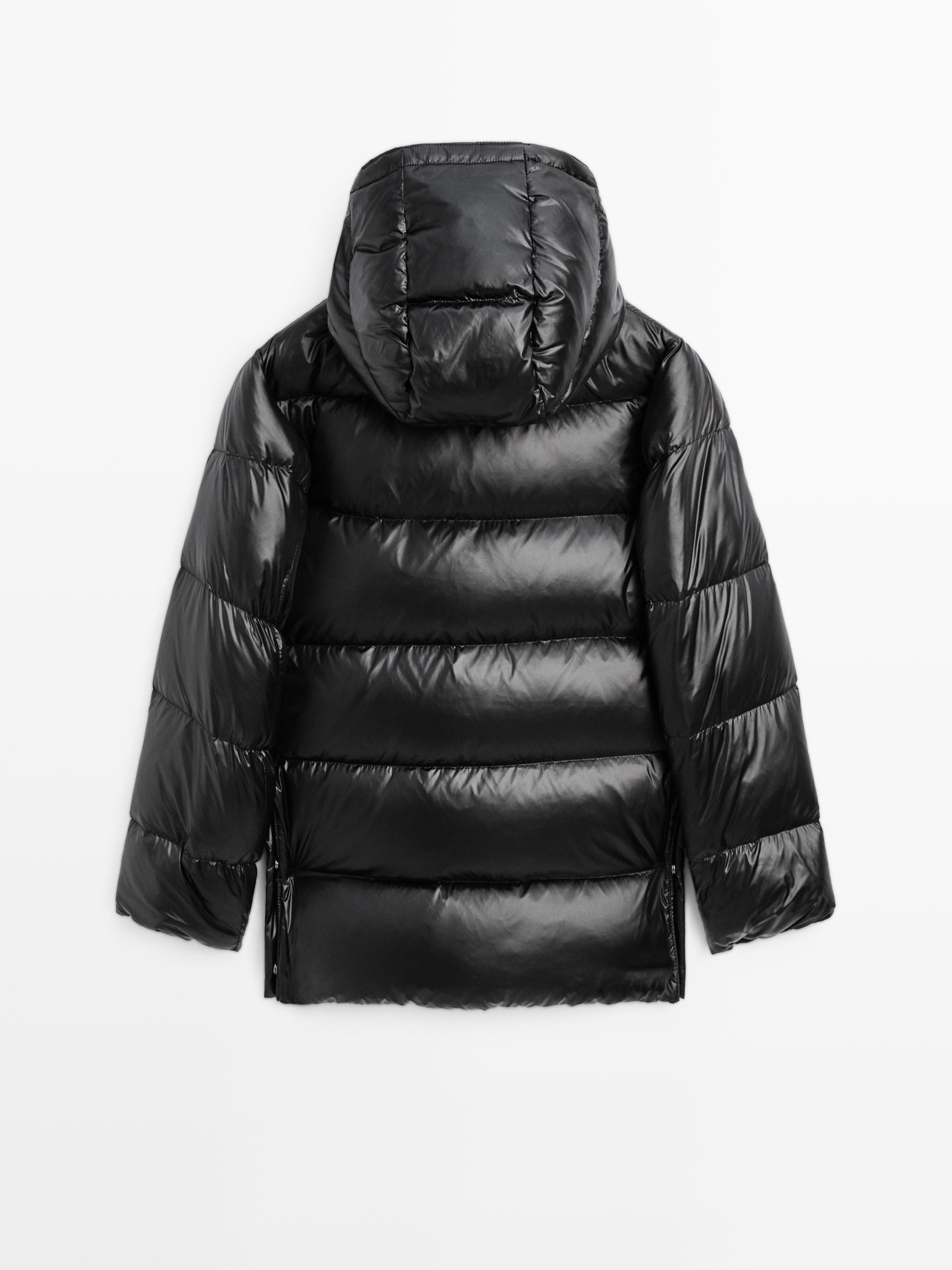 Water-repellent shiny down jacket